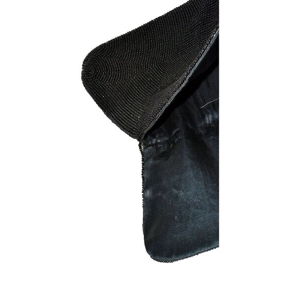 Black Beaded Envelope Clutch Purse Bag with no Straps Japan Vintage (2629BS) - Picture 8 of 9